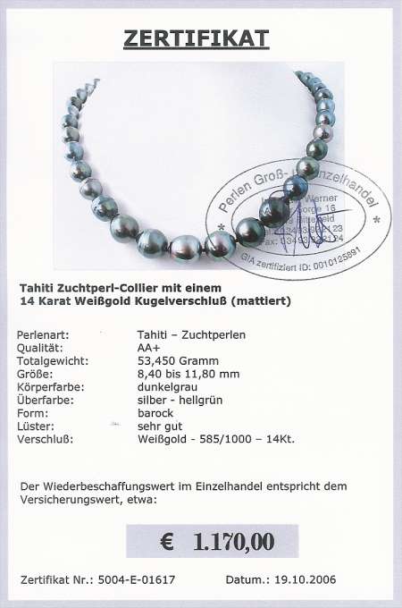 Silber - Hellgrnes barockes Collier