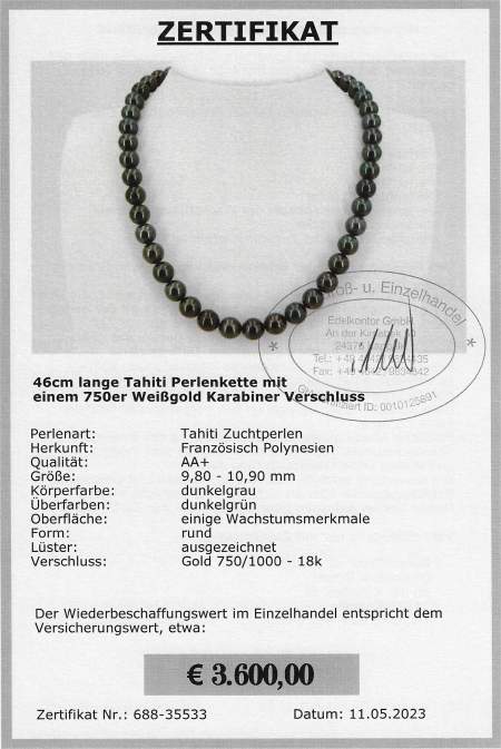 Tahitiperlen Halskette direkt von der Perlenfarm